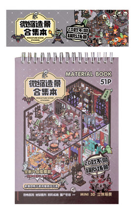 Libreta Calcomanias 3d Sticker 32 Hojas 19 Escenarios Terror