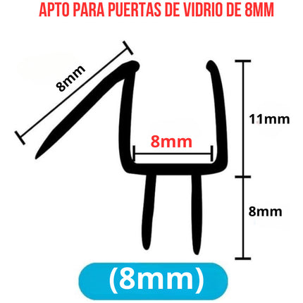 1 Metro Tira Sellado Regadera Ducha Debajo Puerta Cristal N