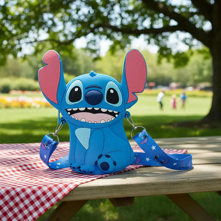 Bolso Monedero Stitch De Silicona Correa Para Niñas Y Niños