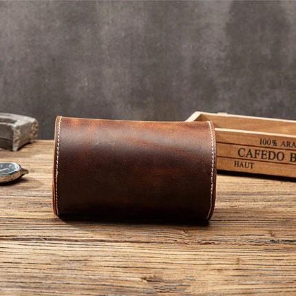 Estuche De Cuero Genuino Para Relojes 2 Espacios Elegante
