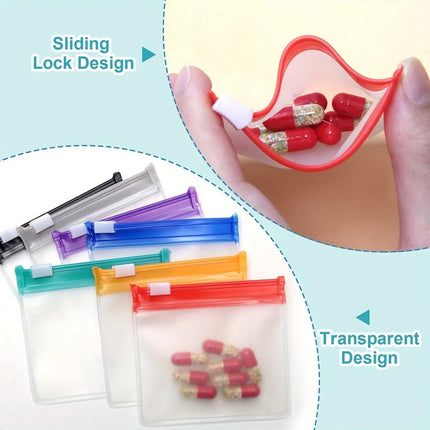 7 Bolsas Pastillero Semanal Reutilizable Viaje Tipo Ziploc