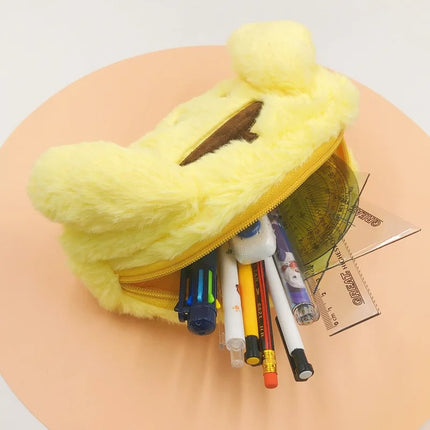 Lapicera de Peluche Pompompurin Sanrio con Cierre Grueso, Estuche Escolar Suave