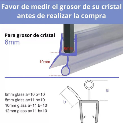1m Tira Sellado Guardapolvo Regadera Ducha Puerta Cristal