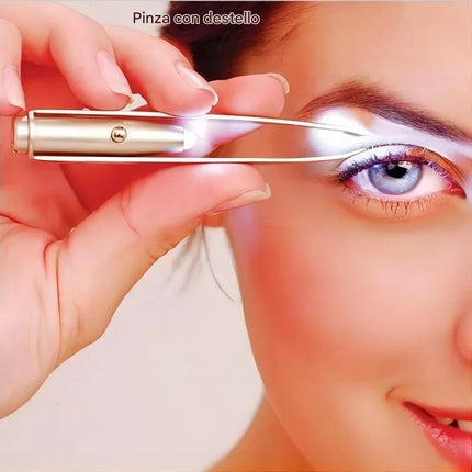 Pinzas Portátiles De Acero Quitacejas Con Luz Led Maquillaje