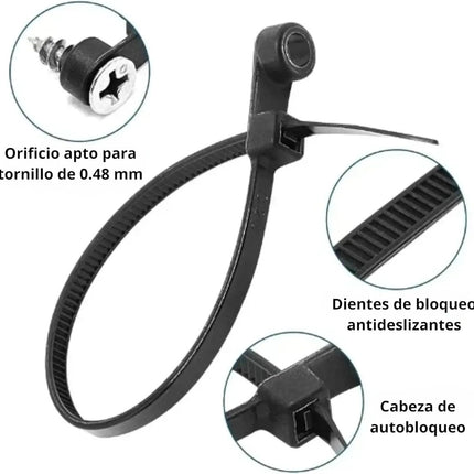 100 Pzs Cincho Con Orificio Para Tornillo Bridas Multiusos