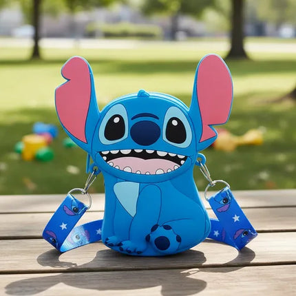 Bolso Monedero Stitch De Silicona Correa Para Niñas Y Niños