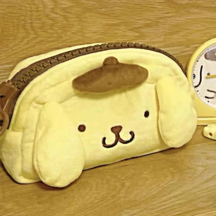 Lapicera de Peluche Pompompurin Sanrio con Cierre Grueso, Estuche Escolar Suave