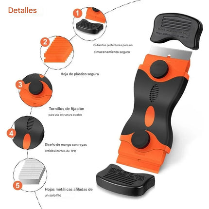 Raspador Espátula Doble 10 Cuchillas De Plástico+10 De Acero