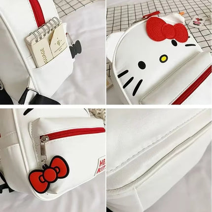 Mochila Regreso A Clases Escolar Hello Kitty Blanca Kawaii Cute Para Mujer Y Niña, Bolso Blanco Anime Adorable Ideal Para Escuela, Viaje O Uso Diario