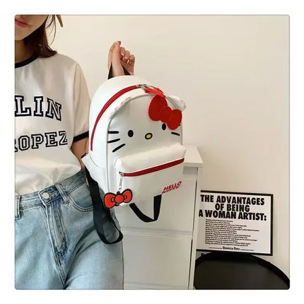 Mochila Regreso A Clases Escolar Hello Kitty Blanca Kawaii Cute Para Mujer Y Niña, Bolso Blanco Anime Adorable Ideal Para Escuela, Viaje O Uso Diario