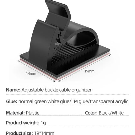 50 Pzs Clip Organizador Ajustable Cables Autoadhesivo Sosten