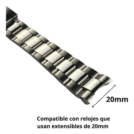 Correa Acero Inoxidable Para Rolex Daytona Sup Mgt 20mm Lujo