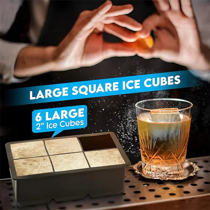 Molde Charola Cubos De Hielos Grandes Cuadrados 6 Espacios