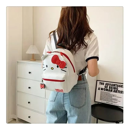 Mochila Regreso A Clases Escolar Hello Kitty Blanca Kawaii Cute Para Mujer Y Niña, Bolso Blanco Anime Adorable Ideal Para Escuela, Viaje O Uso Diario