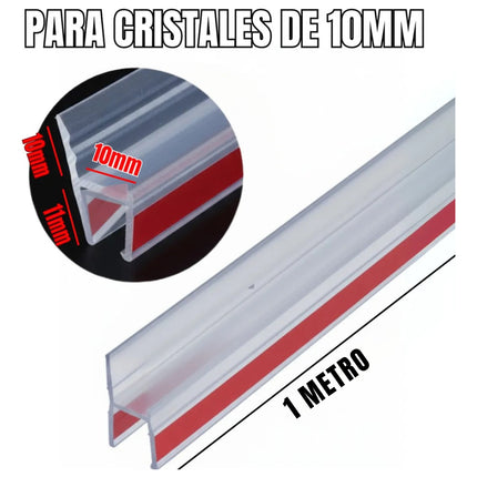 1mts Tira Retención Puerta Vidrio Ducha Tipo H Adhesivo