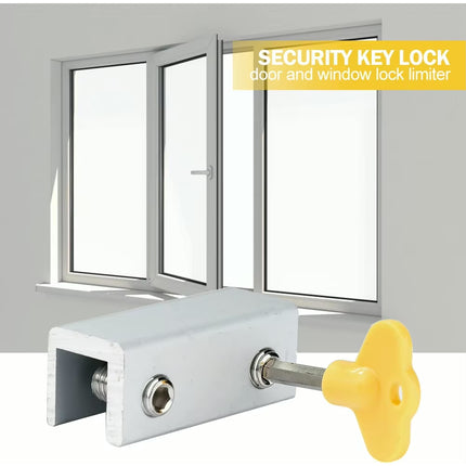 5 piezas Bloqueo de Seguridad para Ventanas y Puertas Corredizas, Ajustable con Llave