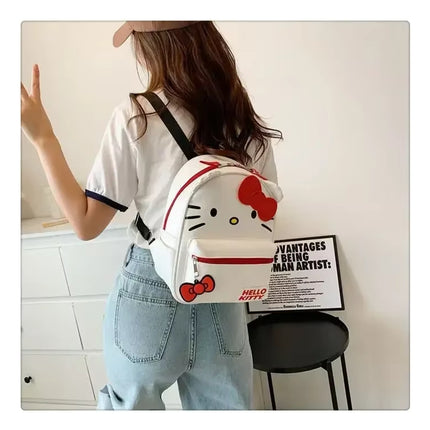 Mochila Regreso A Clases Escolar Hello Kitty Blanca Kawaii Cute Para Mujer Y Niña, Bolso Blanco Anime Adorable Ideal Para Escuela, Viaje O Uso Diario