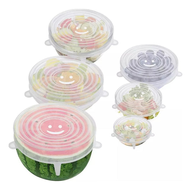 6 Pzas Tapa De Silicona Elástica Cubierta Flexible Cocina