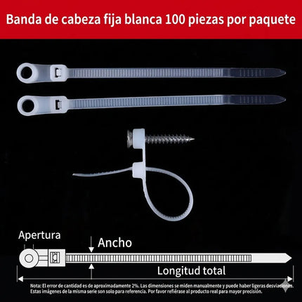100 Pzs Cincho Con Orificio Para Tornillo Bridas Multiusos