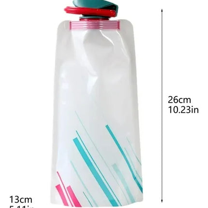 2pzas Botella De Agua Plegable 700ml Bolsa Para Agua Viaje