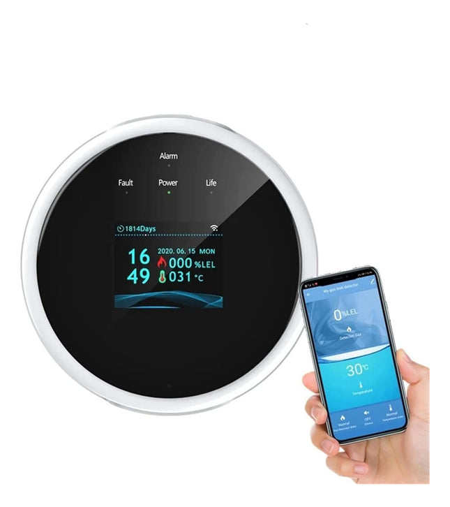 Detector De Gas Wifi Con Pantalla Lcd Y Alarma Sonora Tuya
