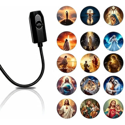 Proyector Led Espiritual Dios Santos Lampara Usb 16 Discos