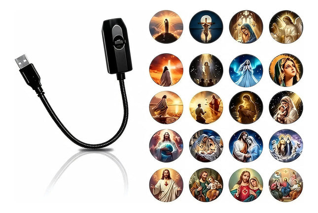 Proyector Led Espiritual Dios Santos Lampara Usb 16 Discos