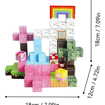 100 Cubos Magnéticos Construcción Minecraft Arcoiris Niñas