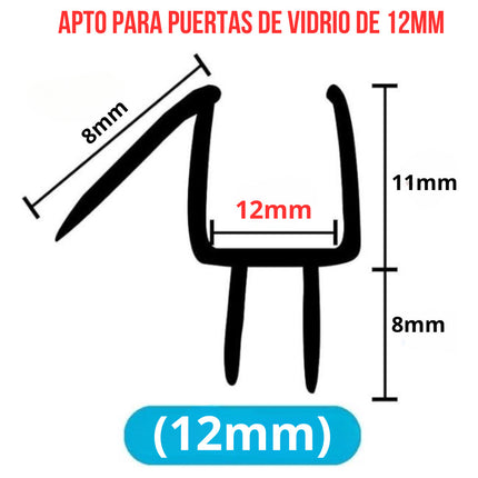 1 Metro Tira Sellado Regadera Ducha Debajo Puerta Cristal N