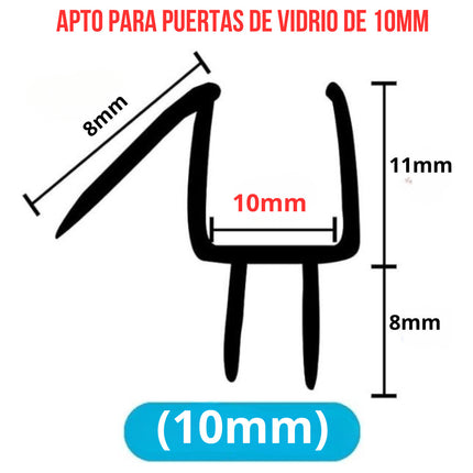 1 Metro Tira Sellado Regadera Ducha Debajo Puerta Cristal N