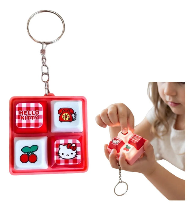 Llavero Fidget Teclado Mecanico Hello Kitty Luz Led Sonido