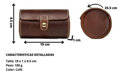 Estuche De Cuero Genuino Para Relojes 2 Espacios Elegante