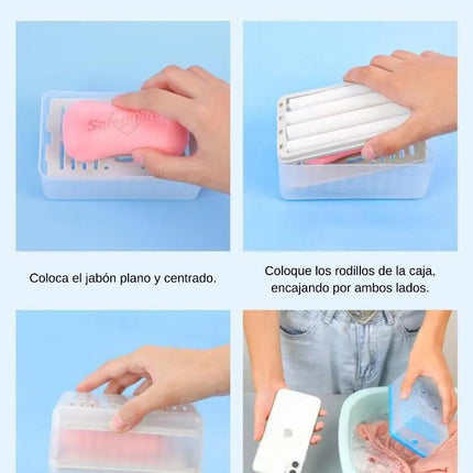 Jabonera Caja Jabón Rodillos De Esponja Sin Frotar A Mano