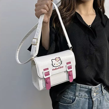 Bolso Hello Kitty Blanca Kawaii Cute Para Mujer Y Niña Con Correa De Hombro, Bolso Sanrio Anime Adorable Ideal Para Escuela, Viaje O Uso Diario