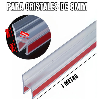1mts Tira Retención Puerta Vidrio Ducha Tipo H Adhesivo