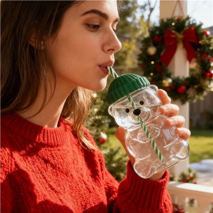 Vaso Starbucks Bearista Osito Oso Cristal Vidrio Bebida Fria