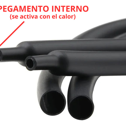 10 Metros Canaleta Cables Termorretractil Con Pegamento 4mm