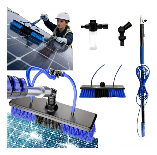 Kit Limpieza Panel Solar Extensible 3.6m Cepillo Y Manguera