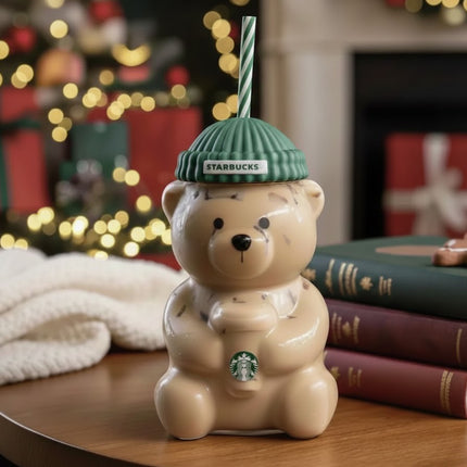 Vaso Starbucks Bearista Osito Oso Cristal Vidrio Bebida Fria