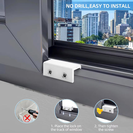 5 piezas Bloqueo de Seguridad para Ventanas y Puertas Corredizas, Ajustable con Llave