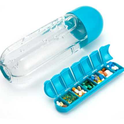 Pastillero Semanal Con Botella De Agua Medicina Pastillas