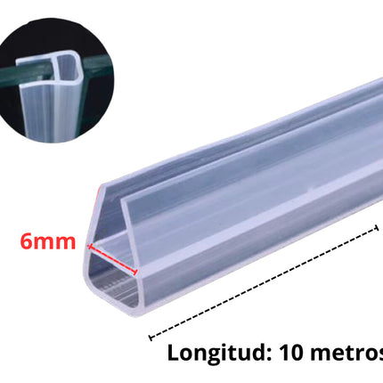 10mt Tira Sellado U Puerta Cristal Burlete Cancel Baño Ducha