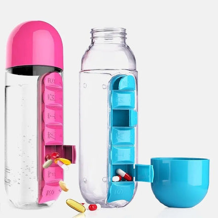 Pastillero Semanal Con Botella De Agua Medicina Pastillas