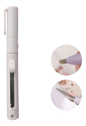 Mini Tijeras Cutter 2 En 1 Tipo Pluma Plegable De Bolsillo
