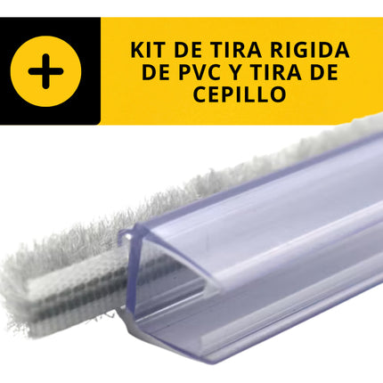 3m Burlete Rigido Sello Puerta Cristal 10mm Con Tira Cepillo