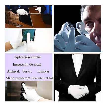 10 Pares Guantes Algodon Disfraces  Monedas Joyeria Mesero Vestir Ropa
