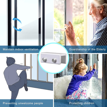 5 piezas Bloqueo de Seguridad para Ventanas y Puertas Corredizas, Ajustable con Llave