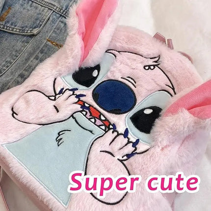 Mochila Stitch Regreso A Clases Peluche Felpa Bolso Escolar Para Niños Y Niñas