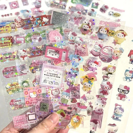 5 Hojas Calcomanías Stickers Hello Kitty Anime Kawaii Sanrio