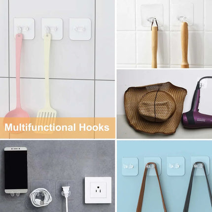 5 Ganchos Adhesivos De Pared Transparentes Multiusos Hogar